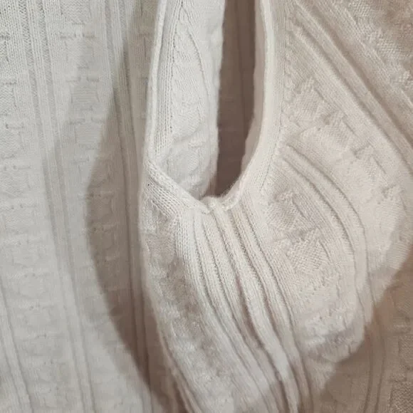 Salvatore Ferragamo Cashmere Cotton XO Cable Knit Stitch Cardigan Mens M Ivory - Picture 10 of 14